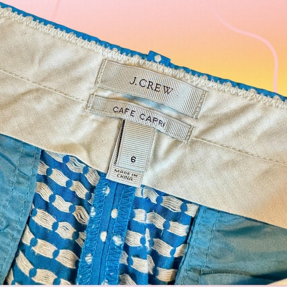 J. Crew ‘Cafe Capri’ in Turquoise & White Clip Dot Jacquard Size 6 - Picture 3 of 12